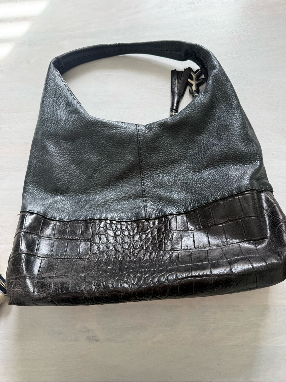 HENRY BEGUELIN • Leather Hobo Shoulder Bag in Black purse
